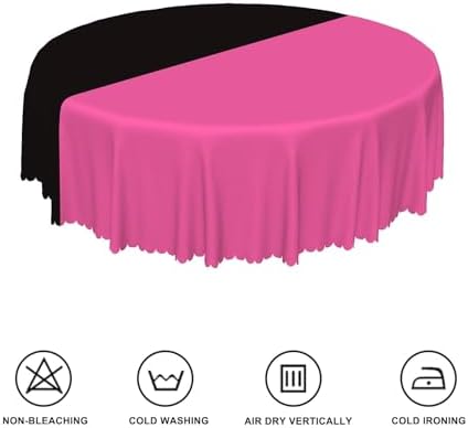 Hot Pink and Black Round Tablecloth 70 Inch Patchwork Circular Table Cloth Waterproof and Stain Resistant Fabric Table Cover for Dinner Graduation Wedding Birthday Party Decorations - Image 6