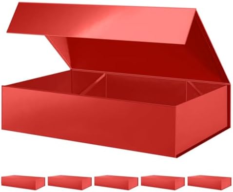 PACKHOME 6 Extra Large Red Gift Boxes 17.5x11.3x4.3in with Magnetic Lids by PACKHOME