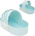 10PCS Baby Shower Box, Crib Basket Cardboard Box, Cradle-shaped Flower Basket Gift Boxs, Baby Carriage Centerpiece Floral Baskets for Celebration Birthday Decor (Blue, 13.19*6.89*3.15 in) by Unknown