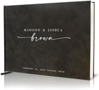 Personalized Guest Book - 11.5" x 8.5" Custom Bride & Groom Names with Bookmark and Hard Cover 140 GSM Blank Pages, for Weddings Guest Book, Engagements, Birthdays, Special Events, Charcoal by ModernAlbumDesigns