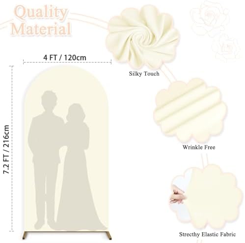 Spandex Arch Cover Ivory Wedding Arch Backdrop Covers 7.2FT Chiara Arch Stand Cover Arches Covers Stretchy Backdrops Fabric Covers for Happy Birthday Baby Shower Graduation Party Decor - Image 2