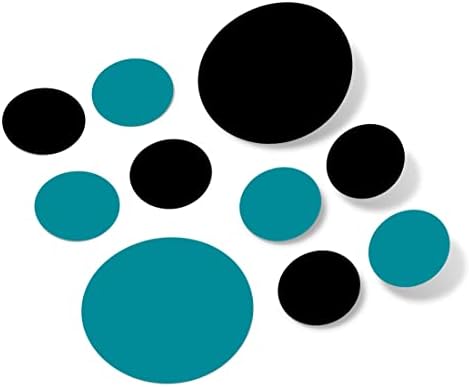 Black/Turquoise Vinyl Wall Stickers - 2 & 4 inch Circles (150 Decals) by DecalVenue