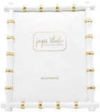 Jaye's Studio Gracie Chloe Decorative Picture Frame White Photo Frame 8x10 Gold Bamboo Frame, Glass Display Standing Picture Frames Easel Stand, Secure Fit Back, Handmade Metal Boho Frames Room Decor by JayesStudio
