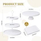 RattanView 7 Pcs Wooden Cupcake Stand Set with Cake Pedestal Trays,White - Image 2