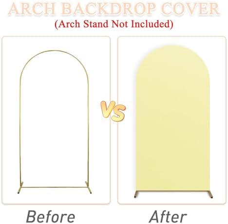 Set of 3 Wedding Arch Backdrop Cover 7.2ft, 6.6ft, 6ft Yellow Arch Cover Chiara Backdrop Covers for Arch Stand Spandex Arch Covers for Happy Birthday Party Bridal Shower Graduation Arch Decor - Image 6