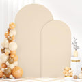 FANPROMS Beige Spandex Arch Cover Set of 2 Arch Covers Stretchy Backdrop Chiara Wall Arch Stand Cover 6FT 7.2FT Round Top Backdrop Cover for Arched Stand Wedding Covering for Balloon Party Ornaments by FANPROMS