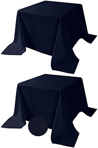 Fokitut 2 Pack Waterproof Square Tablecloth, 90x90 Inch, Stain Resistant and Wrinkle Polyester Table Cloth, Fabric Table Cover for Kitchen Dining, Wedding, Party, Holiday Dinner-Navy by BalsaCircle