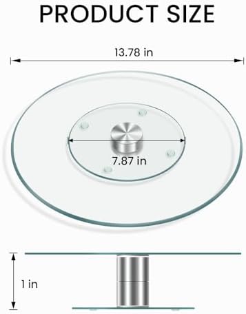 Glass Cake Stand,13.78 inch Cake Display Stand,Rotating Cake Turntable for Cake of Tempered Glass,Dessert Stand for Party,Birthday,Baby Shower,Wedding - Image 2