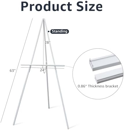 NianFeng Wooden Easel Stand for Sign, Easel Display Stand Floor for Wedding Sign with Adjustable Tray, 63-Inch, Tripod A-Frame Poster Light Duty, Welcome, Art Show & Baby Shower (White) - Image 3