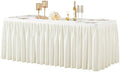 1 Pack Ivory Rectangle Table Clothes for 4 Foot Tables, Polyester Wrinkle Free Fitted Tablecloths 4ft Stretch Table Cover with Skirt for Wedding, Birthday, Parties, Trade Show, Craft Show by PartyTalk
