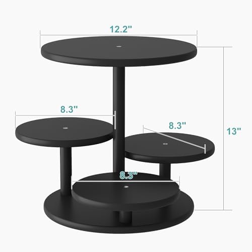 Cupcake Stand, 4 Tier Round Bamboo Wood Black Cupcake Tower Stand for 50 Cupcakes, Tiered Serving Trays, Wood Cake and Cupcake Stand (Black_Bamboo) - Image 6