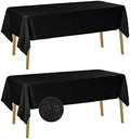 Fokitut 2 Pack Waterproof Rectangle Tablecloth, 60x102 Inch, Stain Resistant and Wrinkle Polyester Table Cloth, Fabric Table Cover for Kitchen Dining, Wedding, Party, Holiday Dinner-Black by BalsaCircle