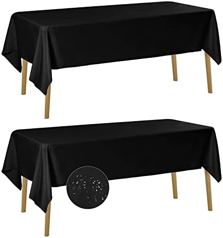 Fokitut 2 Pack Waterproof Rectangle Tablecloth, 60x102 Inch, Stain Resistant and Wrinkle Polyester Table Cloth, Fabric Table Cover for Kitchen Dining, Wedding, Party, Holiday Dinner-Black by BalsaCircle
