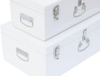 Vixdonos Decorative Large Metal Box Storage Trunk Chest Set of 2 College Dorm Organizer with Hardware Hasps and Handle for Home Deocr,23.7X14.2X9.5 Inches - Image 3