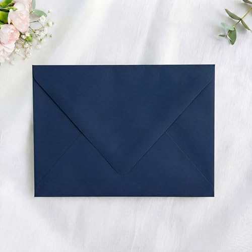 PONATIA 50 PCS/Pack A7 Envelopes, Navy Blue Euro Flap Liner 5x7 Envelopes - Image 2