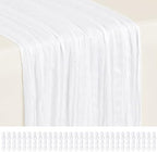 30 Pack White Cheesecloth Table Runner 17x108 Inches Boho Home Decor by Showgeous