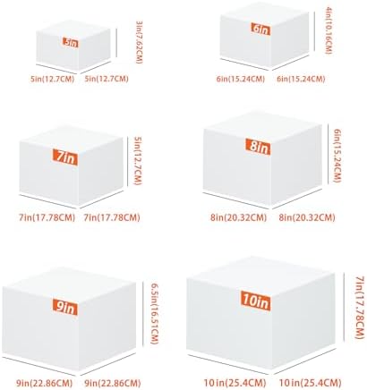 Fushiton 6 PCS Nesting Buffet Risers Set, 5/6/7/8/9/10 in Stackable White Display Stands for Food, Desserts, Jewellery and Collectibles, Versatile Table Riser for Catering, Parties and Retail Displays - Image 2