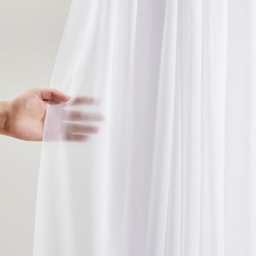 White Wedding Arch Draping Fabric Sheer Curtain Drapes 3 Panels | 20 ft Extra Long Shimmery Backdrop Curtains for Wedding Anniversary Party Summer Outdoor Events Drapery Photo Backgrounds - Image 5