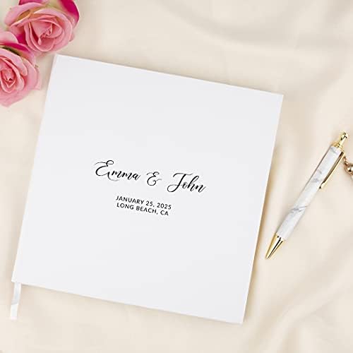 Andaz Press Personalized Wedding Guestbook with Gold Accents, Classic Design White Guest Sign in Guest Registry 120 Pages 8.5 X 8.5 Memories Book for DIY, Scrapbook, Photo Album - Image 2