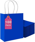 qiqee 100PCS Gift Bag with Handles Bulk Diamond Blue Paper Bags Multiple Uses (13''x5 x10 inch Large Size) by Qiqee