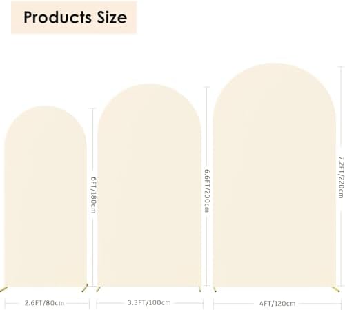 HAINARverS Set of 3 Stretchy Arch Backdrop Covers, Beige, 6/6.6/7.2FT - Image 3