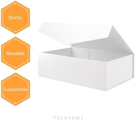 PACKHOME 6 Large White Gift Boxes 13.5x9x4.1in with Magnetic Lids - Image 4