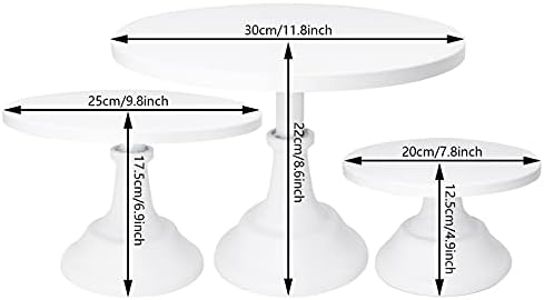 Set of 3 Pieces Cake Stands Iron Cake Holder Dessert Display Plate Serving Tray for Baby Shower Wedding Birthday Party (White) - Image 2