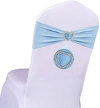 Baby Blue Spandex Chair Sashes 100 Pack Light Blue Sashes for Chairs Covers Stretch Chair Sashes Band with Heart Buckle Slider Wedding Sashes Bows for Banquet Party Event Decoration by Unknown