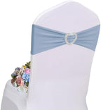 Dusty Blue Chair Sashes 60 Pack Spandex Blue Chair Sashes Bows with Heart Buckle Slider for Wedding Banquet Party Decorations by Unknown