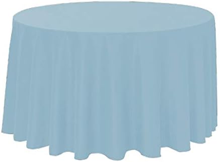 Polyester Round Tablecloth 120" Ideal for 60 inch round table (Light Blue) - Image 2