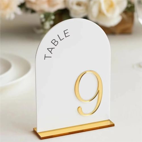 Wedding Table Numbers 3D Mirror Table Signs Gold Wedding Reception Decor Arched Number(Gold mirror,Table 1-15) - Image 4