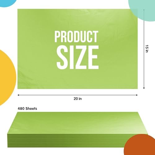 Party Solids Lime Green Tissue Paper for Gift Bags 15" X 20" 480 Sheets - Image 2