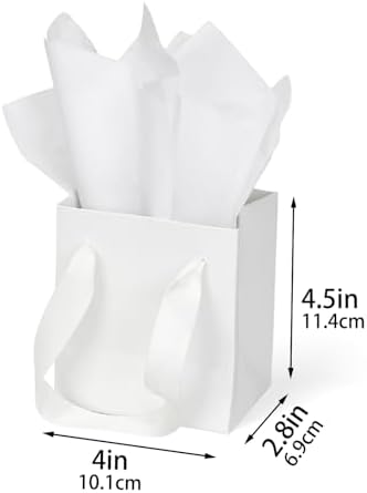 Papertide 36 Pack White Mini Gift Bags 4×2.8×4.5 inch with Tissue Paper - Image 5