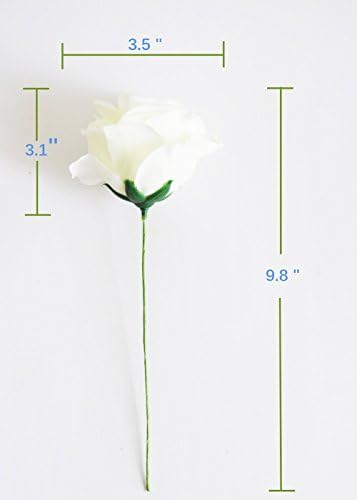 Artificial Flowers 50PCS Silk Rose with Wire Stem Real-Touch Fake Rose for DIY Wedding Décor Bride&Bridesmaid Bouquets Home Office Baby Shower Party Prom Centerpieces Arch Garland（White） - Image 2