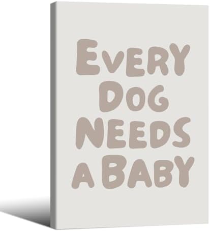 Wrapped Framed Fun Kids Quotes Canvas Posters Every Dog Needs A Baby Wall Art Modern Trendy Minimalist Toddler Prints Playing Print For Nursery Room Wall Decor 16x24 inch by Medpol