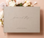 MUUJEE Personalized Guestbook in Taupe - Premium Custom Modern Guest Book for Wedding Reception, Birthday Party or Events w/Bookmark Blank Pages for Signing 11.5 x 8.5 inches - Image 2
