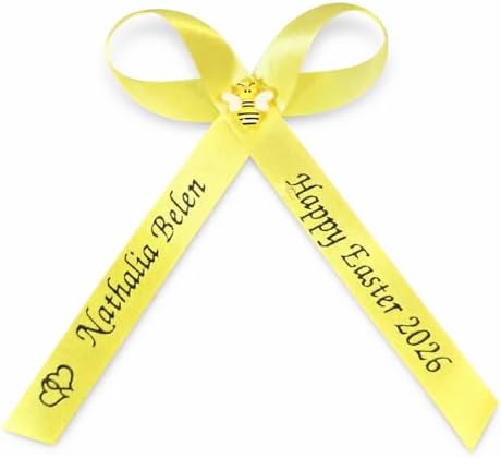 25 Personalized Ribbons Assesmbled Bows Custom Bridal Shower Favor Party Favors Wedding Bridesmaid Memorial Ribbons Funeral Baby Invitations Mis XV años Quinceanera (Yellow Ribbon) by AmysBubbling