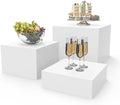 PecMuikee Buffet Risers, Food Risers for Buffet Table, Display Stand Shelf for Catering Dessert Collectibles Jewelry Figures Show, Acrylic Cube Display Nesting Risers with Hollow Bottoms 3PCS by PecMuikee