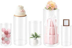 5-Piece Clear Acrylic Pedestal Display Stands Set, 77lbs Load Capacity, Round Cylinder Pedestal Display Plinth Pillars, Modern Display Columns, Large Cylinder Plinths Elegant Display Stand (5-Piece) by Unknown