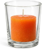 Set of 72 Richland Votive Candles Orange Unscented and 72 Clear Glass Eastland Votive Holders by Richland