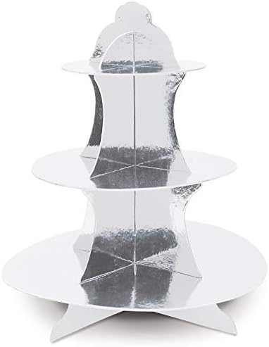 Beistle It’s A Boy Dessert Display Bundle – Silver Metallic Cupcake Stand, 2-Tier Cake Stands & Glitter “It’s A Boy” Cake Topper with Heart Picks, Baby Shower & Reveal Party Supplies for Food Tables - Image 3