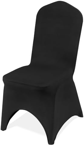 VEVOR 50 Pcs Black Chair Covers Polyester Spandex Stretch Slipcovers for Wedding Party Dining Banquet Arched-Front Chair Covers by VEVOR