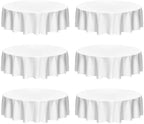 Fitable 6 Pack White Linen Round Tablecloths 90 Inch for 36"-72" Tables by Fitable
