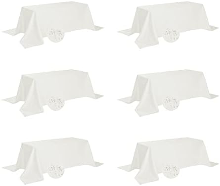 Fokitut 6 Pack Waterproof Rectangle Tablecloth, 90x156 Inch,Stain Resistant and Wrinkle Polyester Table Cloth, Fabric Table Cover for Kitchen Dining, Wedding, Party, Holiday Dinner-Ivory by BalsaCircle