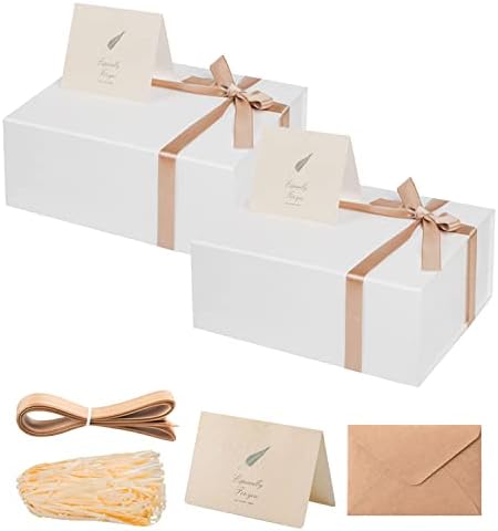LIFELUM White Magnetic Gift Box for Wedding Presents, 13.85"x8.35"x4.45" by Lifelum