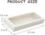 XINHPKGG 50 Pcs White Cookie Boxes 12x5x1.5 Inch Bakery Boxes with Window - Image 3