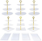 10 Pcs Dessert Table Display Set,with 6 Pcs 3-Tier Cupcake Stands & 4 Pcs Food Serving Trays- Cookie Tray Rack Cake Display Tower for Wedding, Baby Shower, Tea Party, Birthday Decorations - Image 2