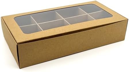20-Ct Kraft Treat Boxes, 8.75x4.5x1.9in, Window & Dividers by GretelBaking