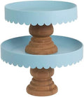 Boston International Cake Stand Set – Scalloped Pedestal Stands for Cakes, Desserts, Cupcakes & Pies for Weddings, Parties & Special Occasions, Set of 2, Sky Blue by BostonInternational