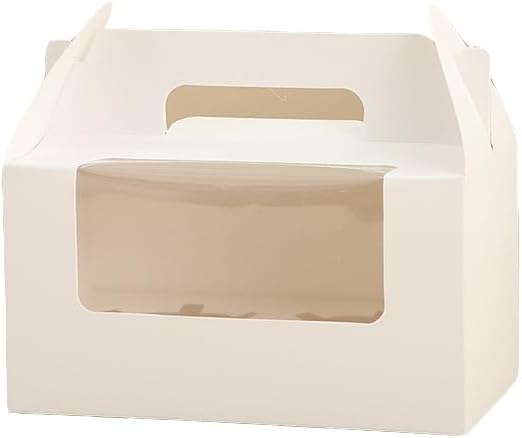 JIYIXhylera 100Pcs Cupcake Boxes with Handle, White 2 Cavity Kraft Paper Muffin Boxes with Clear Window, 6.49x3.74x3.54 Inch Cupcake Carriers for Wedding by Unknown